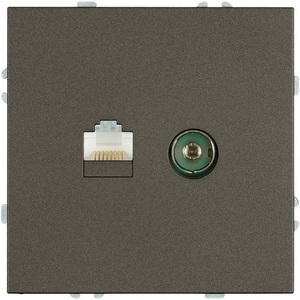 Изображение товара ТВ-розетка и Ethernet RJ-45 (антрацит, soft touch) Stekker Эмили 49924