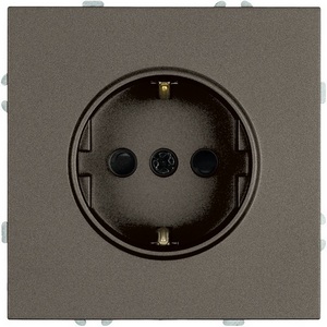 Изображение товара Розетка с заземлением и шторками (антрацит, soft touch) Stekker Эмили 49932