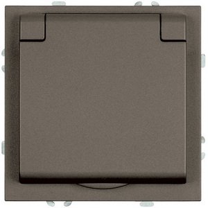 Изображение товара Розетка с заземлением с защитной крышкой (антрацит, soft touch) Stekker Эмили 49933