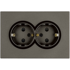 Изображение товара Розетка двойная с заземлением и шторками (антрацит, soft touch) Stekker Эмили 49934