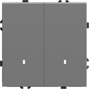 Изображение товара Выключатель встраиваемый двухклавишный с подсветкой (серый) Stekker Эмили 49942