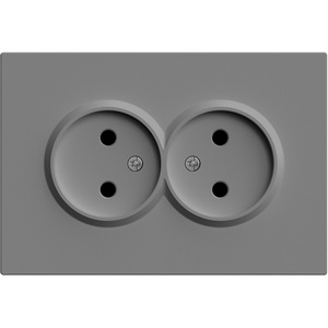 Изображение товара Розетка встраиваемая двойная без заземления со шторками (серый) Stekker Эмили 49955
