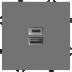 Изображение товара Розетка встраиваемая USB Type A+С (серый) Stekker Эмили 49957