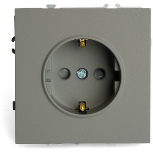 Изображение товара Розетка с заземлением и шторками (платиново-серый, soft touch) Stekker Эмили 49958