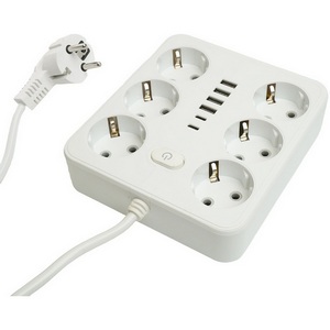 Изображение товара Удлинитель 6-и местный 4хUSB Type-A + 2хUSB Type-C 1,8м. (белый) Stekker Home plus 49975