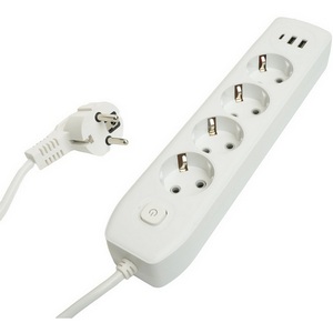 Изображение товара Удлинитель 4-х местный 2хUSB Type A+C 3 метра (белый) Stekker Home 49978