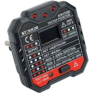 Изображение товара Тестер розеток и УЗО (черный) Stekker 49997