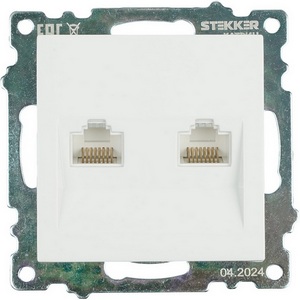 Изображение товара Розетка Ethernet RJ-45 двойная (белый) Stekker Катрин 50003