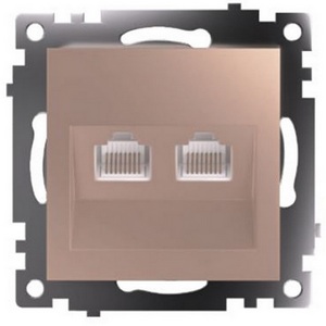 Изображение товара Розетка Ethernet RJ-45 двойная (шампань) Stekker Катрин 50004