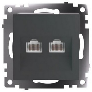Изображение товара Розетка Ethernet RJ-45 двойная (графит) Stekker Катрин 50008