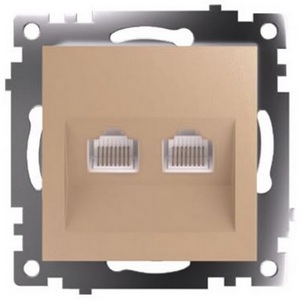 Изображение товара Розетка Ethernet RJ-45 двойная (золото) Stekker Катрин 50009