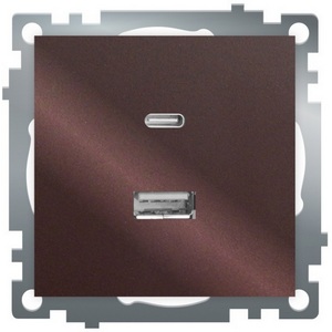 Изображение товара Розетка USB Type A+С (шоколад) Stekker Катрин 50057