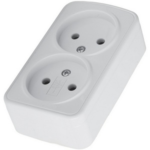 Изображение товара Розетка накладная двойная без заземления (белый) Stekker Basic 50075
