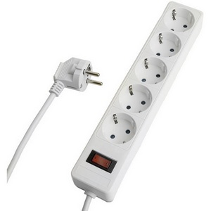 Изображение товара Сетевой фильтр 5-и местный с заземлением 3 метра (белый) Stekker Optima 50093