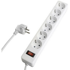 Изображение товара Сетевой фильтр 6-и местный с заземлением 1,8м. (белый) Stekker Optima 50095