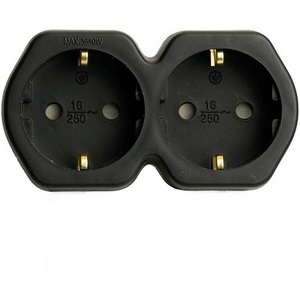 Изображение товара Разветвитель сетевой 2-х местный с заземлением (черный) Stekker 50107