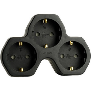 Изображение товара Разветвитель сетевой 3-х местный с заземлением (черный) Stekker 50108