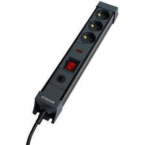 Изображение товара Сетевой фильтр 3-х местный с заземлением 3 метра (черный) Stekker Techno 50154