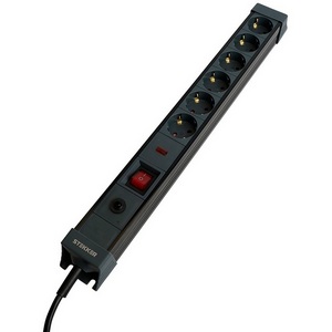Изображение товара Сетевой фильтр 6-и местный с заземлением 3 метра (черный) Stekker Techno 50160
