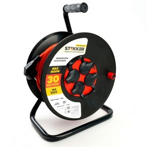 Изображение товара Удлинитель 4-х местный с заземлением 30 метров на катушке Stekker Standart 50172