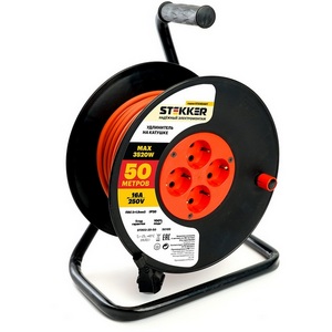 Изображение товара Удлинитель 4-х местный с заземлением 50 метров на катушке Stekker Standart 50185