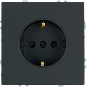 Изображение товара Розетка с заземлением и шторками (черный уголь, soft touch) Stekker Эмили 50251