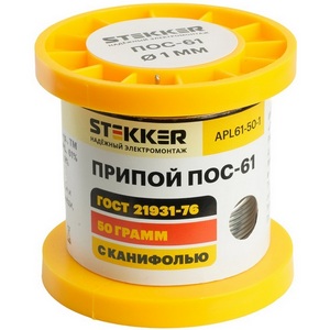 Изображение товара Припой с канифолью в бобине 50 гр Stekker 50316