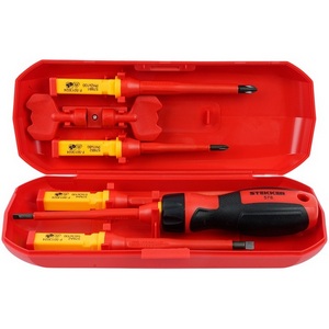 Изображение товара Отвертка диэлектрическая со сменными битами до 1000В Stekker 50409