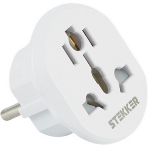 Изображение товара Адаптер-переходник для евровилки с заземлением (белый) Stekker 50412