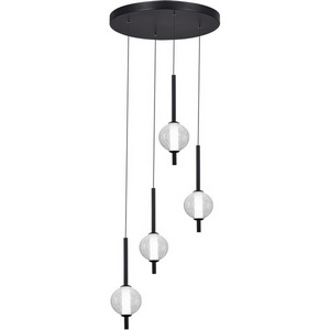 Изображение товара Подвесной светильник ST Luce Peek SL6120.403.04 Черный/Прозрачное кракелированное стекло LED 4*8,5W шарики