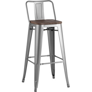 Изображение товара Стул барный TOLIX WOOD со спинкой серебристый матовый