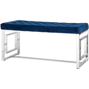 Изображение товара Банкетка-скамейка БРУКЛИН велюр синий сталь серебро