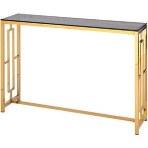 Изображение товара Консоль БРУКЛИН 115*30 золото стекло smoke (прямоугольная столешница, I I-образная опора)