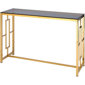 Изображение товара Консоль БРУКЛИН 120*40 золото стекло smoke (прямоугольная столешница, I I-образная опора)