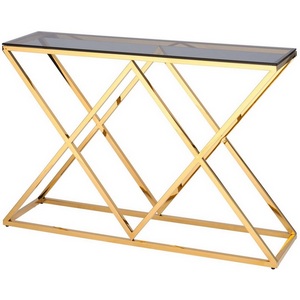 Изображение товара Консоль ИНСИГНИЯ 115*30 золото стекло smoke (прямоугольная столешница)