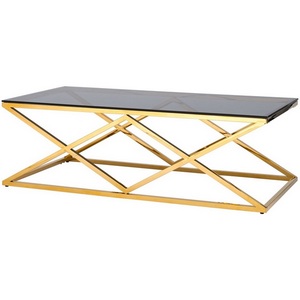 Изображение товара Журнальный стол 120x60 см ИНСИГНИЯ золото стекло smoke (прямоугольная стол 120x60 смешница)