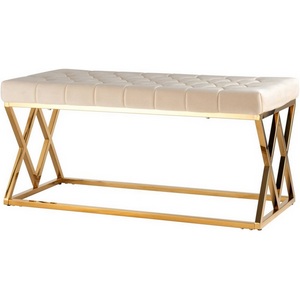 Изображение товара Банкетка ИНСИГНИЯ велюр бежевый сталь золото