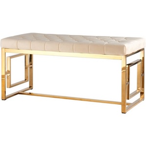 Изображение товара Банкетка-скамейка БРУКЛИН велюр бежевый сталь золото