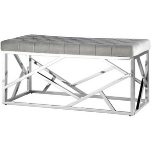 Изображение товара Банкетка-скамейка АРТ ДЕКО велюр серый сталь серебро