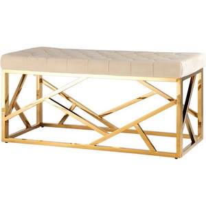 Изображение товара Банкетка-скамейка АРТ ДЕКО велюр бежевый сталь золото