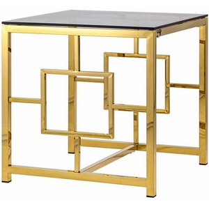 Изображение товара Журнальный стол без полки 55*55 БРУКЛИН стекло smoke сталь золото (квадратная столешница, 4 ножки)