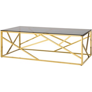 Изображение товара Журнальный стол 120x60 см АРТ ДЕКО стекло smoke сталь золото (прямоугольная стол 120x60 смешница)