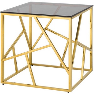 Изображение товара Журнальный стол без полки 55*55 АРТ ДЕКО золото стекло smoke (квадратная столешница)