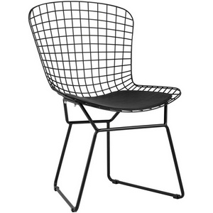Изображение товара Стул обеденный Bertoia черный с черной подушкой