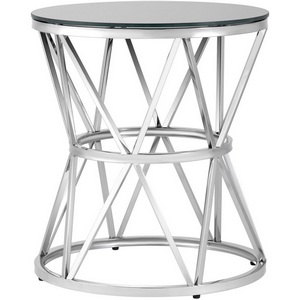 Изображение товара Журнальный стол 50*50 ВИВА серебро стекло черное (круглая столешница, О-образная опора)