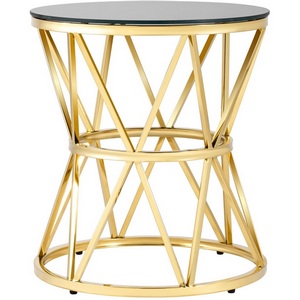 Изображение товара Журнальный стол 50*50 ВИВА золото стекло черное (круглая столешница, О-образная опора)