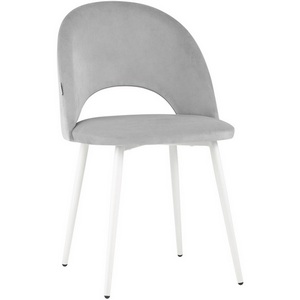 Изображение товара Стул Меган велюр светло-серый белые ножки