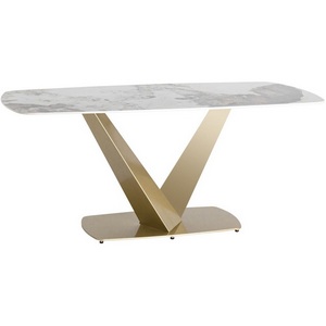 Изображение товара Стол на 8 персон обеденный Аврора 180*90 керамика светлая (прямоугольная столешница)