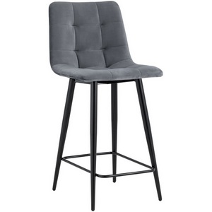 Изображение товара Стул полубарный Джанго велюр тёмно-серый высота сиденья 60 см