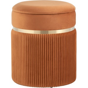 Изображение товара Пуфик круглый Миранда с ящиком велюр оранжевый